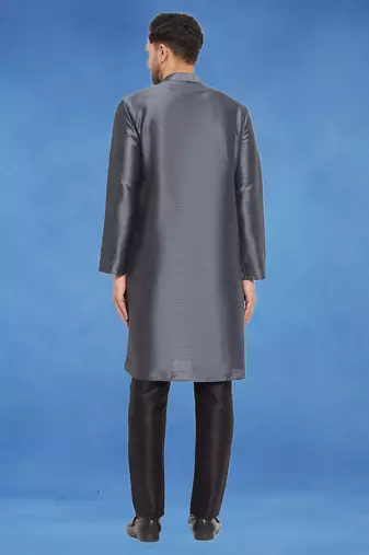 Plain art silk kurta grey with churidar traditional look