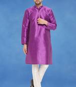 Plain art silk kurta pink with churidar traditional look