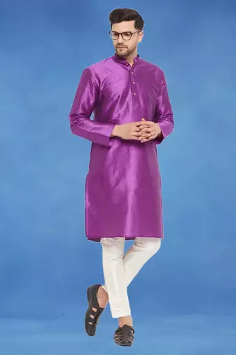 Plain art silk kurta pink with churidar traditional look