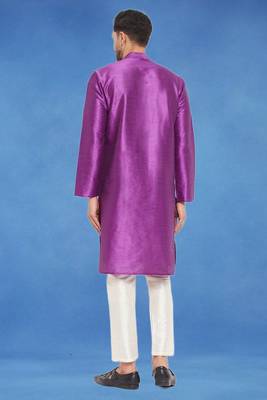 Plain art silk kurta pink with churidar traditional look 4