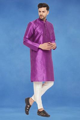 Plain art silk kurta pink with churidar traditional look 5