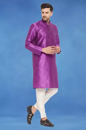 Plain art silk kurta pink with churidar traditional look