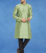 Plain art silk kurta green with churidar traditional look
