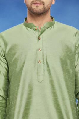 Plain art silk kurta green with churidar traditional look 3