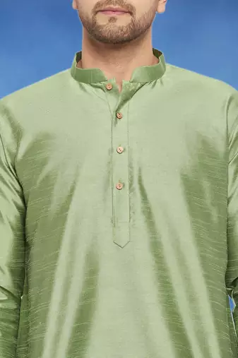 Plain art silk kurta green with churidar traditional look