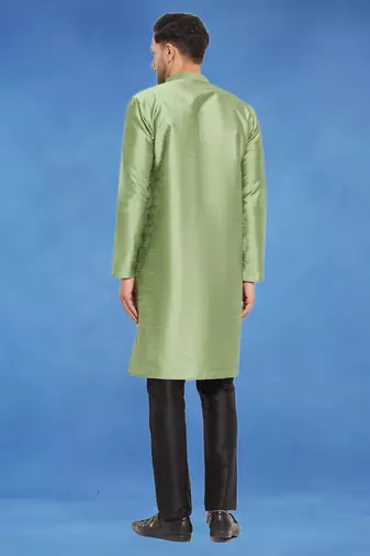 Plain art silk kurta green with churidar traditional look