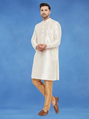 Plain art silk kurta white with churidar traditional look 2