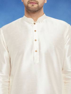 Plain art silk kurta white with churidar traditional look 3