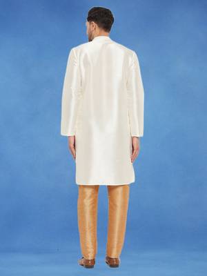 Plain art silk kurta white with churidar traditional look 4