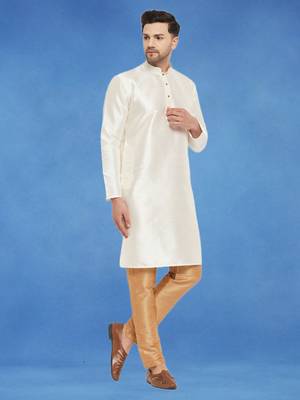 Plain art silk kurta white with churidar traditional look 5