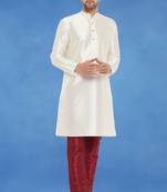 Plain art silk kurta white with churidar traditional look