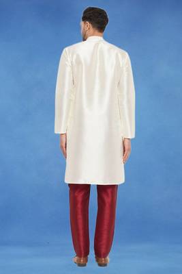 Plain art silk kurta white with churidar traditional look 4