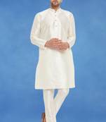 Plain art silk kurta white with churidar traditional look