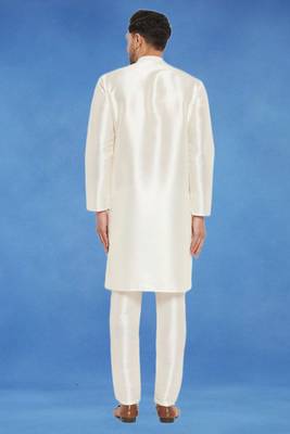 Plain art silk kurta white with churidar traditional look 4