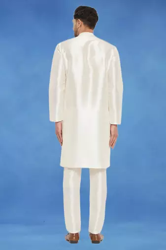 Plain art silk kurta white with churidar traditional look