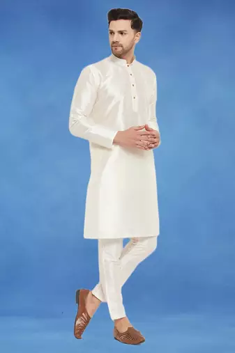 Plain art silk kurta white with churidar traditional look