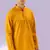 Yellow plain cotton short kurta with churidar traditional look