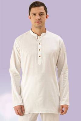 White plain cotton short kurta with churidar traditional look 1