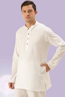 White plain cotton short kurta with churidar traditional look 2