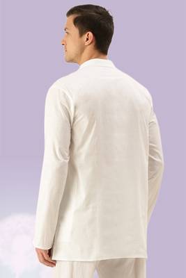 White plain cotton short kurta with churidar traditional look 3