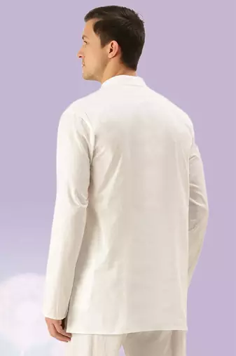 White plain cotton short kurta with churidar traditional look