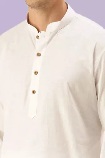 White plain cotton short kurta with churidar traditional look