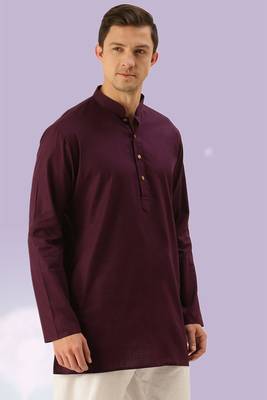 Brown plain cotton short kurta with churidar traditional look 1