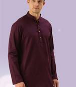 Brown plain cotton short kurta with churidar traditional look