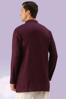 Brown plain cotton short kurta with churidar traditional look 3