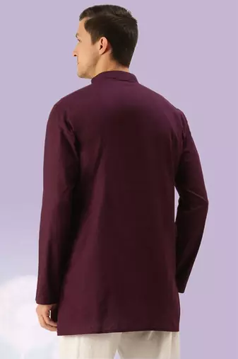 Brown plain cotton short kurta with churidar traditional look