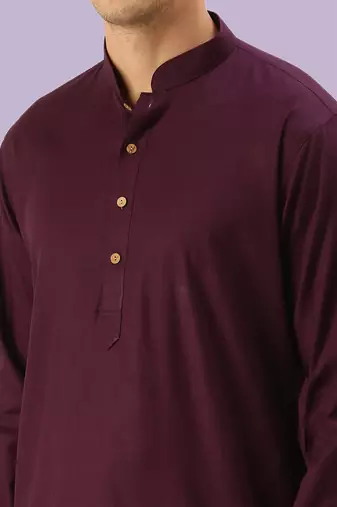 Brown plain cotton short kurta with churidar traditional look