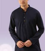 Blue plain cotton short kurta with churidar traditional look