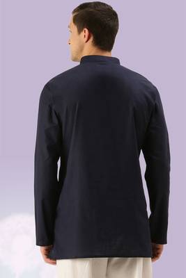 Blue plain cotton short kurta with churidar traditional look 3