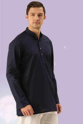 Blue plain cotton short kurta with churidar traditional look 5