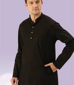 Black plain cotton short kurta with churidar traditional look
