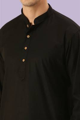 Black plain cotton short kurta with churidar traditional look 3