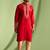 Red embroidered art silk kurta pajama with churidar traditional look