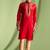 Red embroidered art silk kurta pajama with churidar traditional look