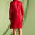 Red embroidered art silk kurta pajama with churidar traditional look