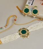 Engraved green choker jewellery set