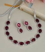 Contemporary ruby red ad necklace with earrings