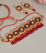 Rajputi kundan gold plated meenakari choker jewelry set