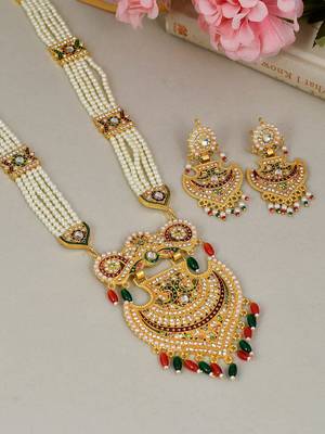 Traditional pearl long jewellery set 1