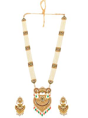 Traditional pearl long jewellery set 5