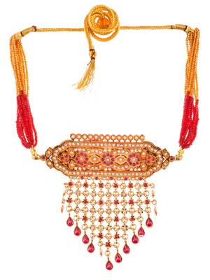 Gold plated ethnic meenakari layered choker necklace 3