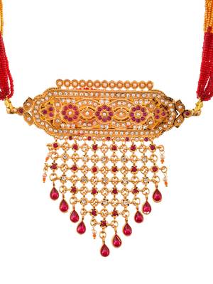 Gold plated ethnic meenakari layered choker necklace 4