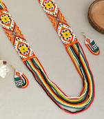Multicolor mexican beads layered necklace set