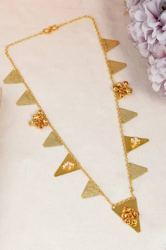 Triangle pearl chain statement western necklace
