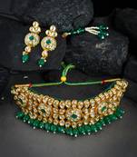 Kundan meenakari velvet rajputi jewellery set