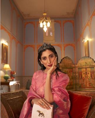 Pink Nyloan Satin Woven Designer Saree With Blouse For Women  2
